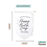 Happy Birthday Banner Flag | Style 2 D117 Set of 1 | M | Rice White